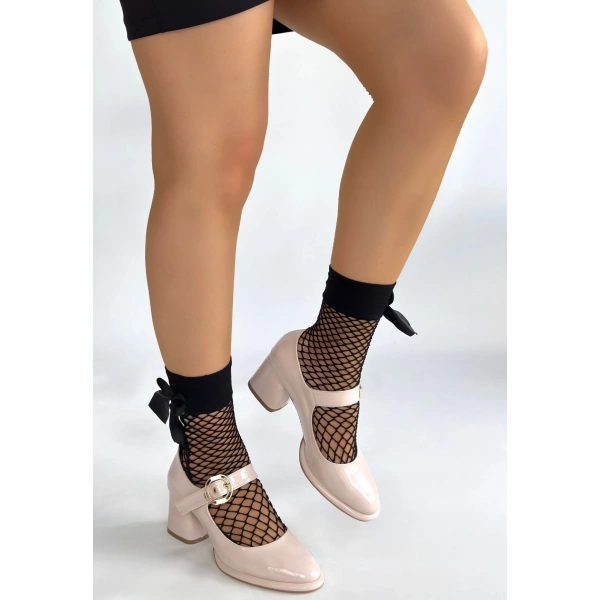 Weys Bej Rugan Topuklu Ayakkabı