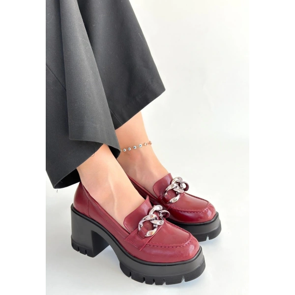 Winar Bordo Rugan Doldu Topuk Ayakkabı