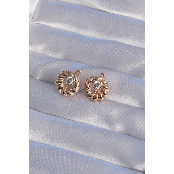 XUPİNG Rose Renk Oval Zirkon Taşlı Burgu Model Küpe