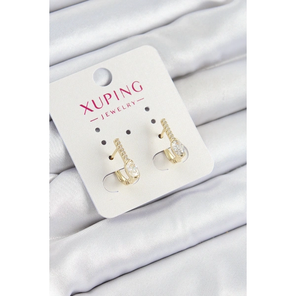 Xuping Zirkon Taşlı I Model Gold Renk Kadın Küpe