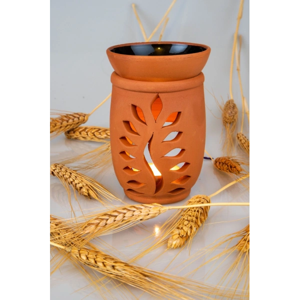 Yaprak Model  El Yapımı Çömlek Buhurdanlık Tütsülük