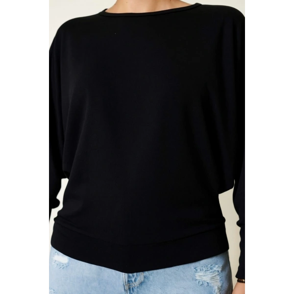 Yarasa Kol Salaş Bluz siyah T4273