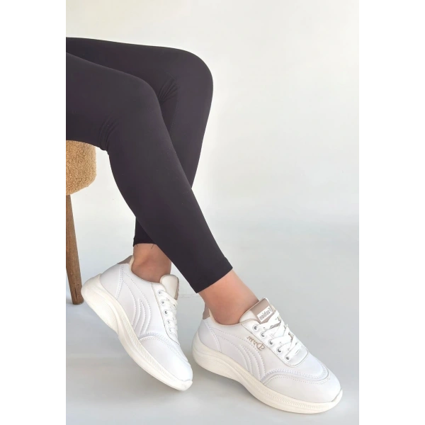 Yejja Beyaz Cilt Bağcıklı Spor Ayakkabı