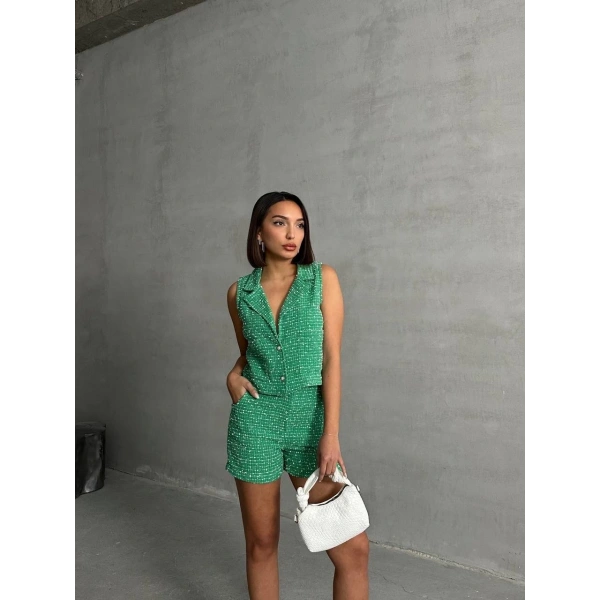 Yelekli şort takım Yeşil