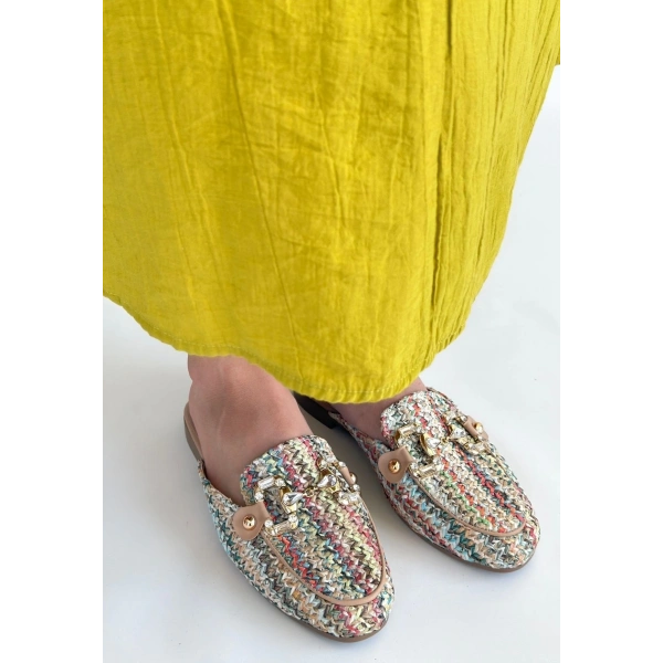 Yenda Renkli Dokumalı Terlik