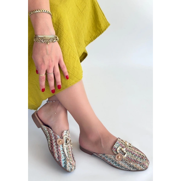 Yenda Renkli Dokumalı Terlik