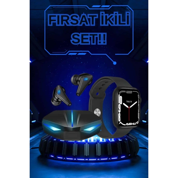 Yeni Nesil Akıllı Saat ve Kablosuz Kulaklık Kampanyası İkili Set Bluetooth Bağlantılı