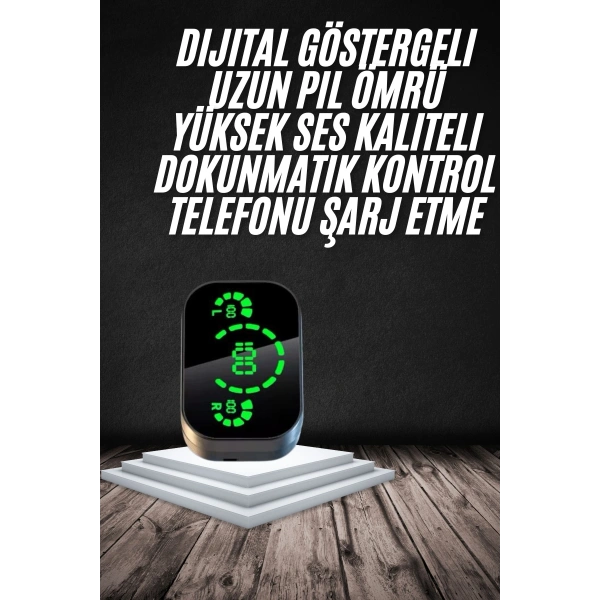 Yeni Nesil Bluetooth Kulaklık Çağrı Cevaplayabilen Dijital Göstergeli Powerbankli