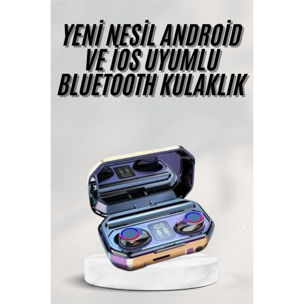 Yeni Nesil Bluetooth Kulaklık Uzun Pil Ömrü El Fenerli Dijital Şarj Göstergeli