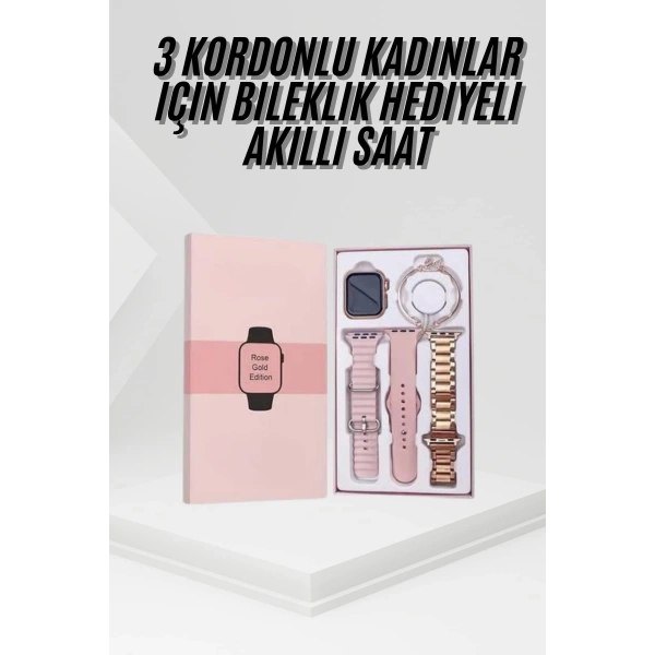 Yeni Nesil Kadın Akıllı Saat Rose Gold Android ve İos Uyumlu