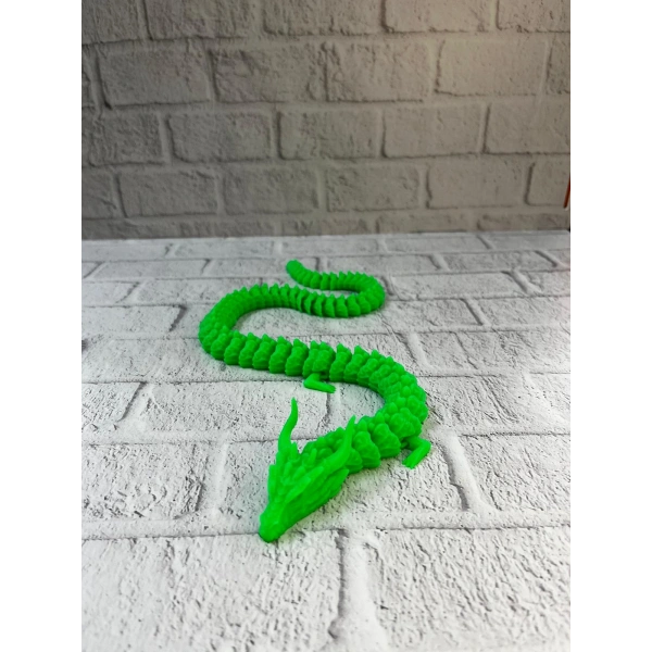 Yeşil Hareketli Ejderha Figürü Esnek Gövdeli Fantastik Dekor 60 cm