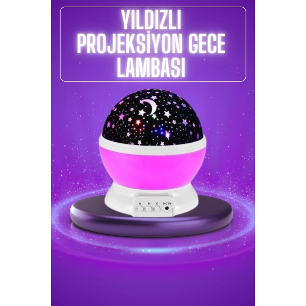 Yıldız Görünümlü Gece Lambası Renkli Masa Lambası Gökyüzü Projeksiyon