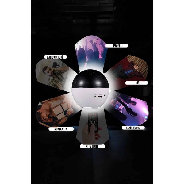 Yıldız Yansıtmalı Projeksiyon Gece Lambası Şarjlı Taşınabilir