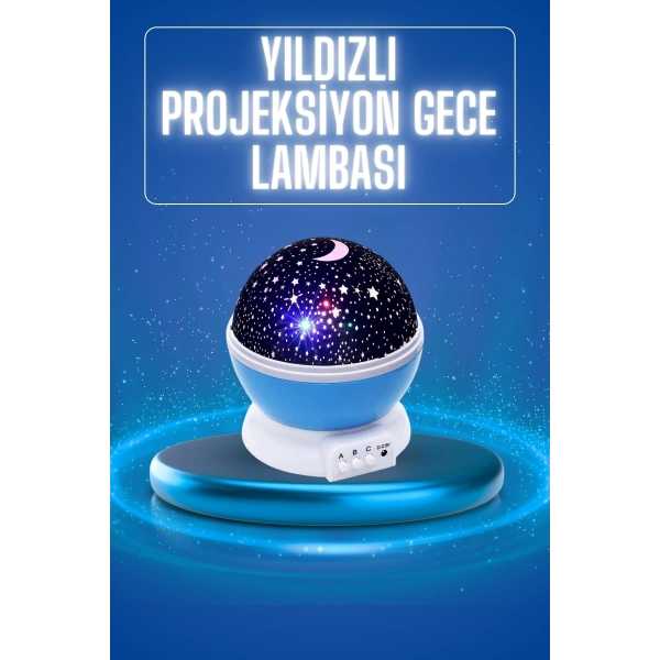 Yıldızlı Gece Lambası Mor Projeksiyon Görünümlü Masa Lambası Renk Değiştirebilen