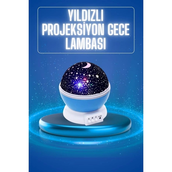 Yıldızlı Gece Lambası Mor Projeksiyon Görünümlü Masa Lambası Renk Değiştirebilen