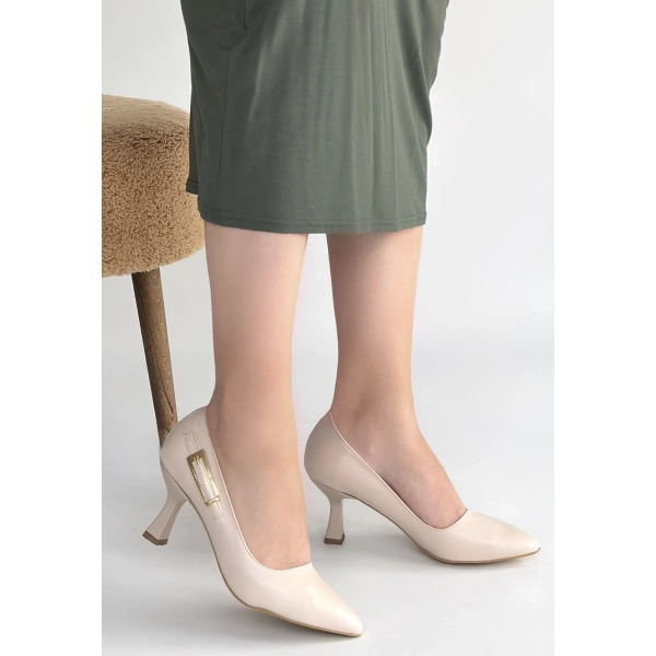 Yons Bej Cilt Topuklu Ayakkabı