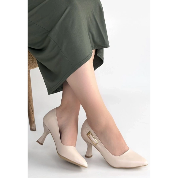 Yons Bej Cilt Topuklu Ayakkabı