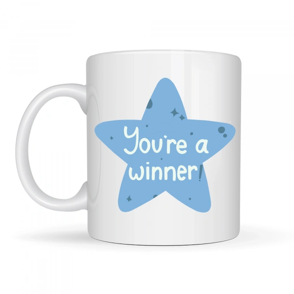 You’re a Winner SEN BAŞARDIN , KAZANANSIN Yazılı Porselen Kupa MODEL 153 – Motivasyon Temalı, Özel Tasarım Kahve & Çay Kupası