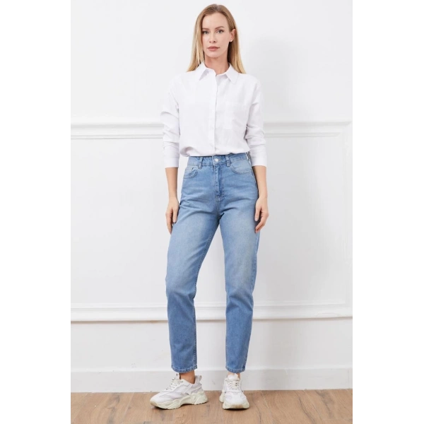 Yüksek bel mom jean pantolon