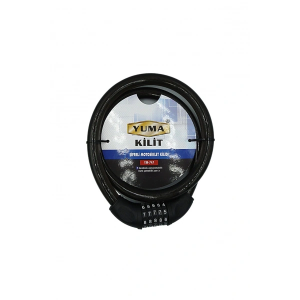Yuma YM-747 120cm 20mm 5 Şifreli Siyah Motorsiklet Kilidi