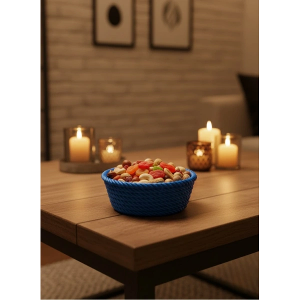 Yuvarlak Çerezlik Lacivert Salon ve Masa Üstü Sunum Kasesi