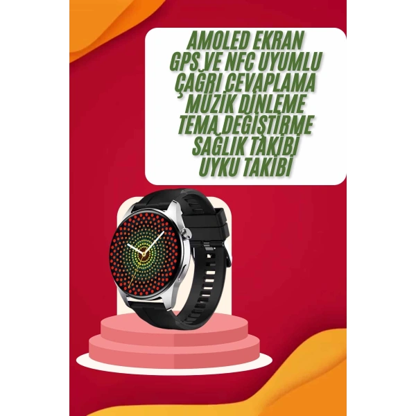 Yuvarlak Kasa 46mm Akıllı Saat Android Ve IOS Uyumlu Uyku ve Sağlık Takibi