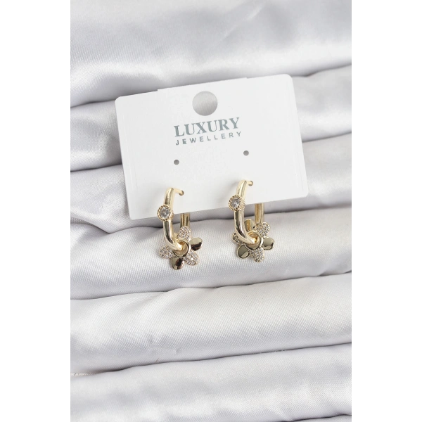 Zirkon Taşlı Pirinç Kadın Göçmen Küpesi