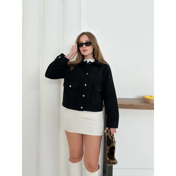 Zr model kaşe ceket siyah st255807