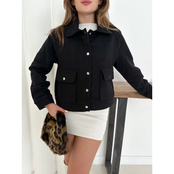 Zr model kaşe ceket siyah st255807