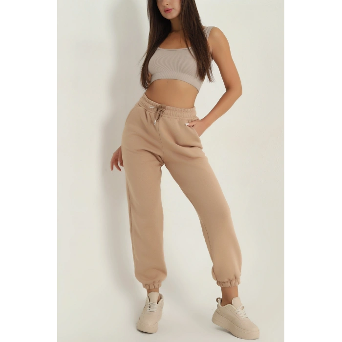 3 iplik şardonlu paça lastikli eşofman bisküvi is001