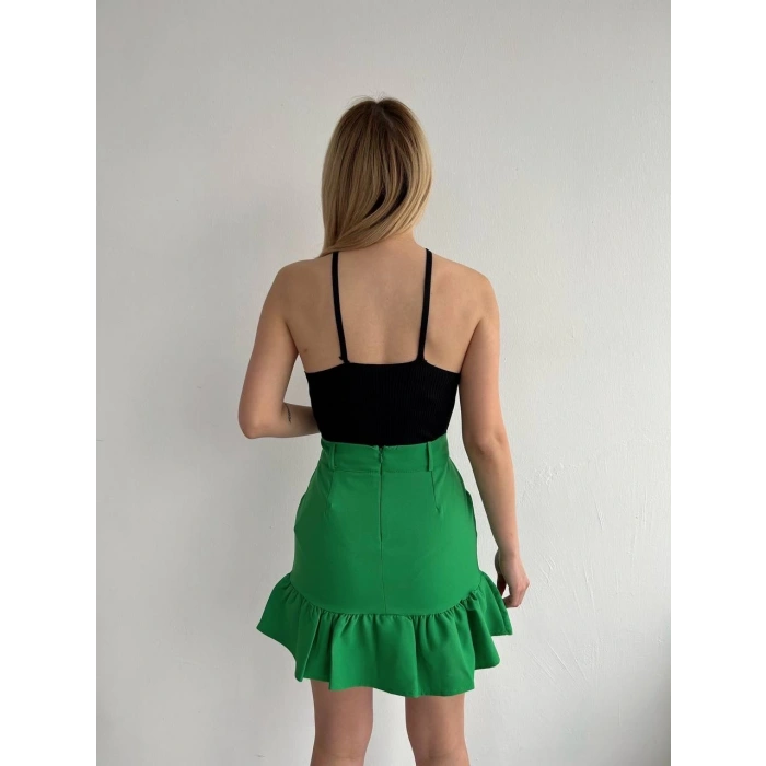 Altı fırfırlı etek yeşil s24817
