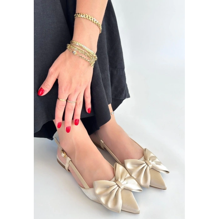 Cenya Bej Saten Babet Ayakkabı