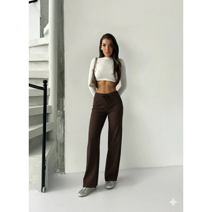 Fit comfort bej salaş pantolon kahve A6011