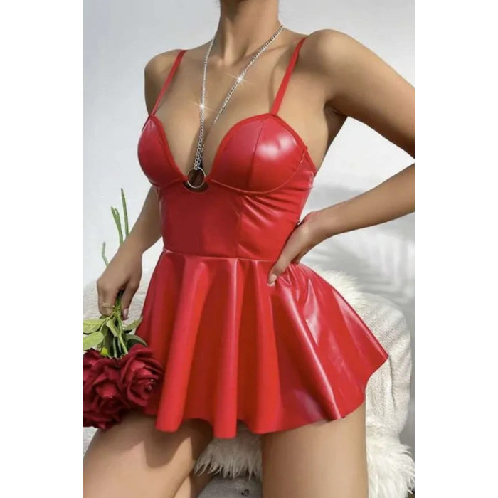 Gizotti Deri Fantezi İç Giyim Kırmızı