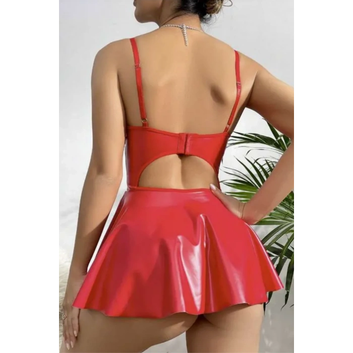 Gizotti Deri Fantezi İç Giyim Kırmızı