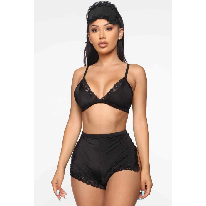 Gizotti Kadın Seksi Sütyen Külot Takım Siyah