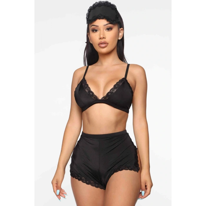 Gizotti Kadın Seksi Sütyen Külot Takım Siyah