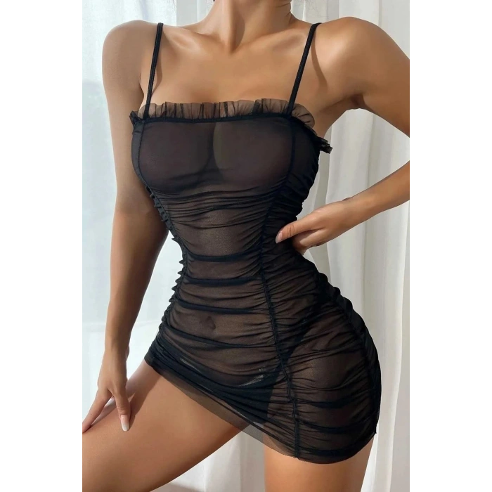 Gizotti Kadın Tül Fantezi Elbise Siyah