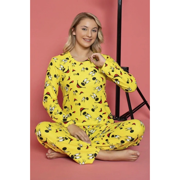 Gizotti Süet Pijama Takımı Sarı Renk