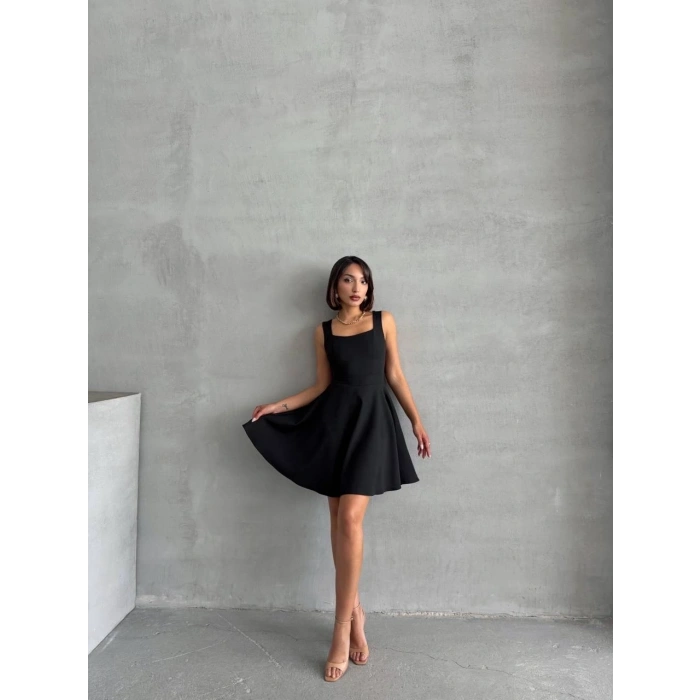 Kadın kare yaka kısa elbise s251188