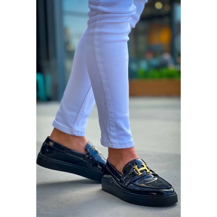 KB-027  Kuback  Bağcıksız Kömür Rugan H Günlük Erkek Ayakkabı