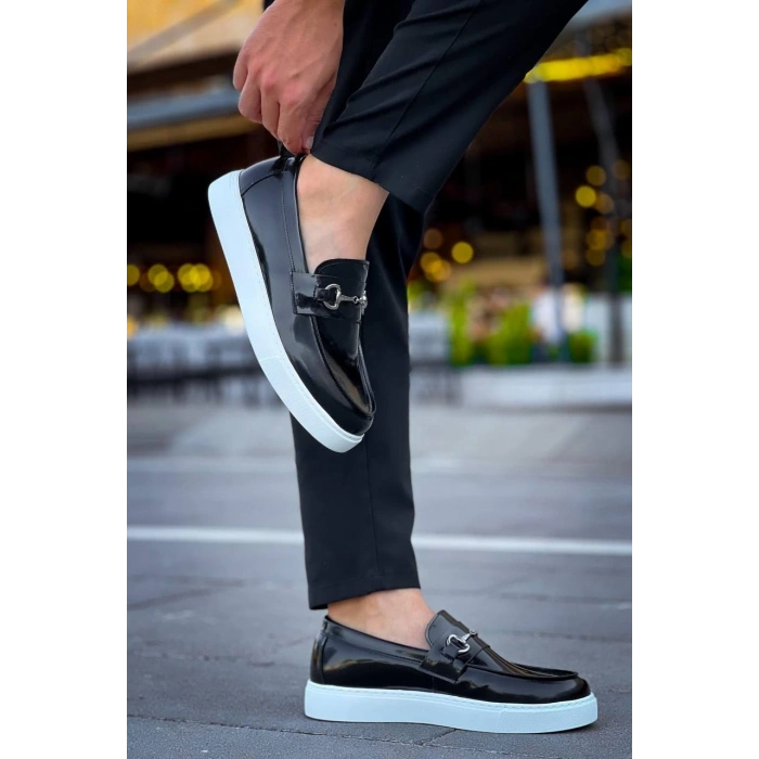 KB-027  Kuback Bağcıksız Siyah Rugan G Günlük Erkek Ayakkabı