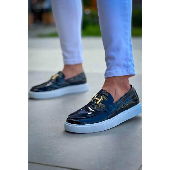 KB-027  Kuback Bağcıksız Siyah Rugan H Günlük Erkek Ayakkabı