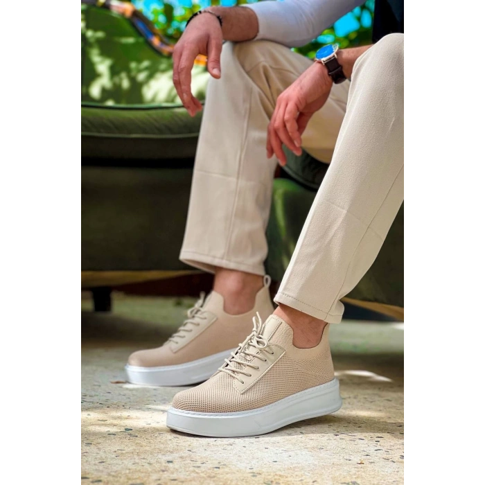 KB-116 Kuback Bej Bağcıklı Triko Günlük Erkek Ayakkabı