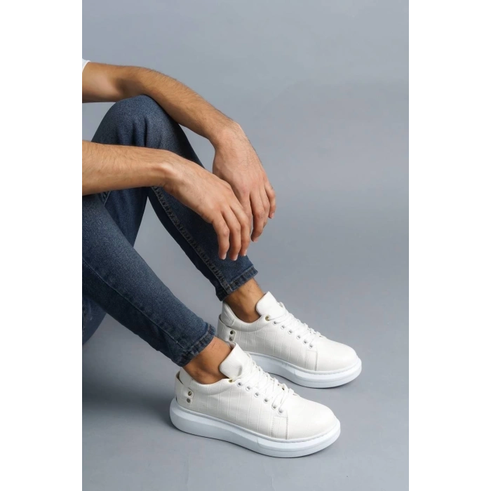 KB047  Kuback Beyaz Crocodile Günlük Erkek  Ayakkabı