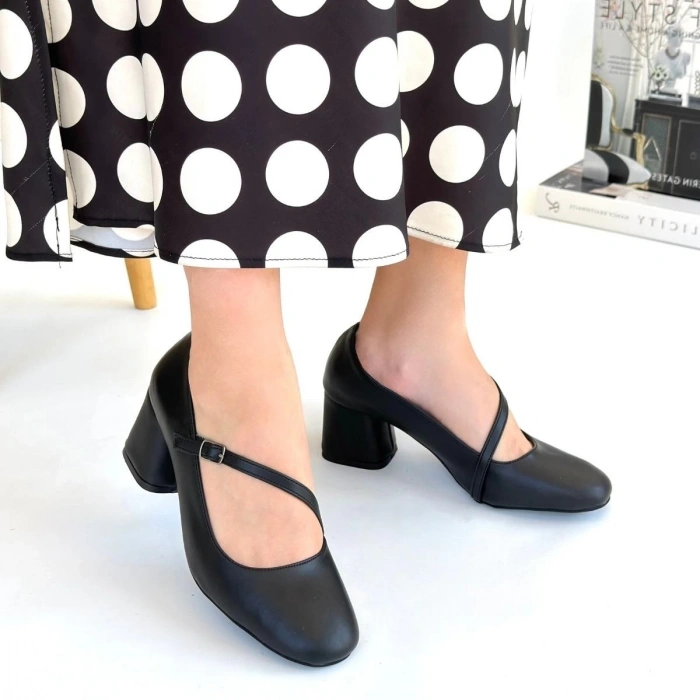 Kier Siyah Cilt Topuklu Ayakkabı