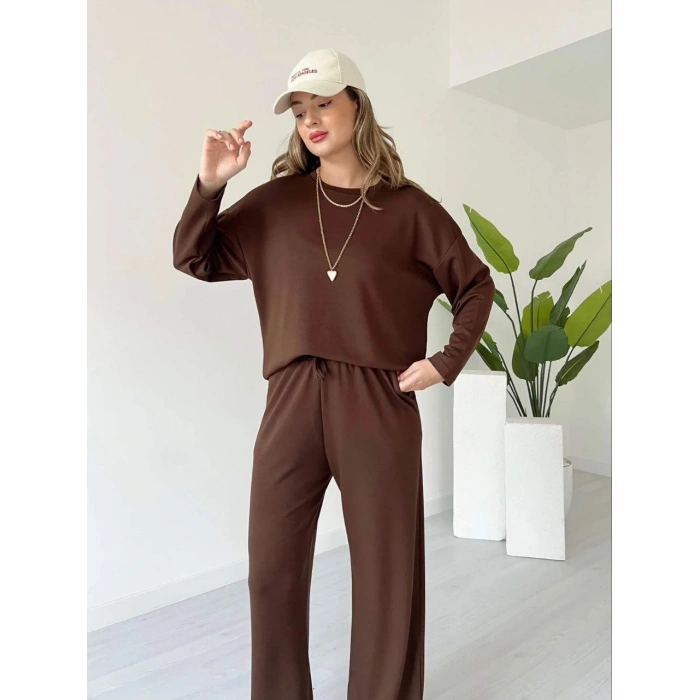 Kollu modal takım kahve