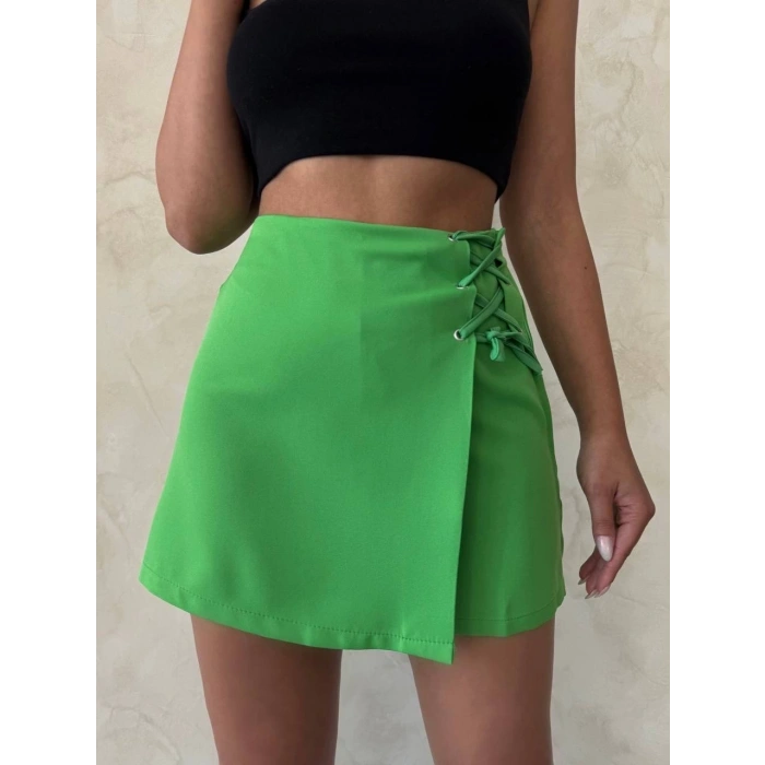 Kuş gözü şort etek yeşil s25819