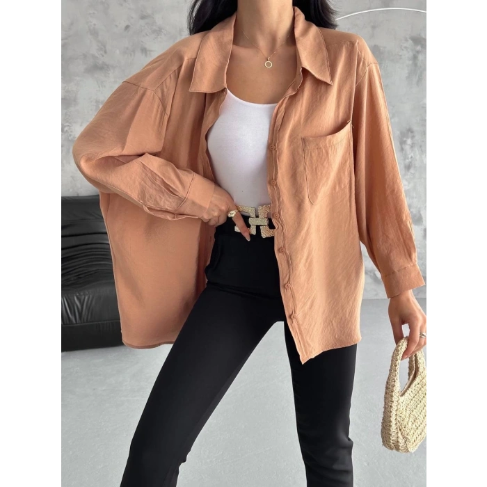 Modal oversize cepli gömlek