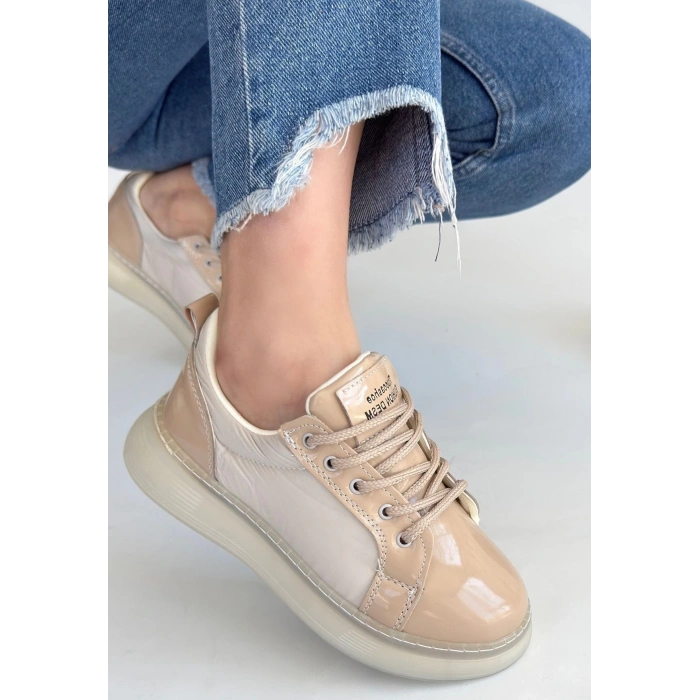 Piona Bej Rugan Bağcıklı Spor Ayakkabı